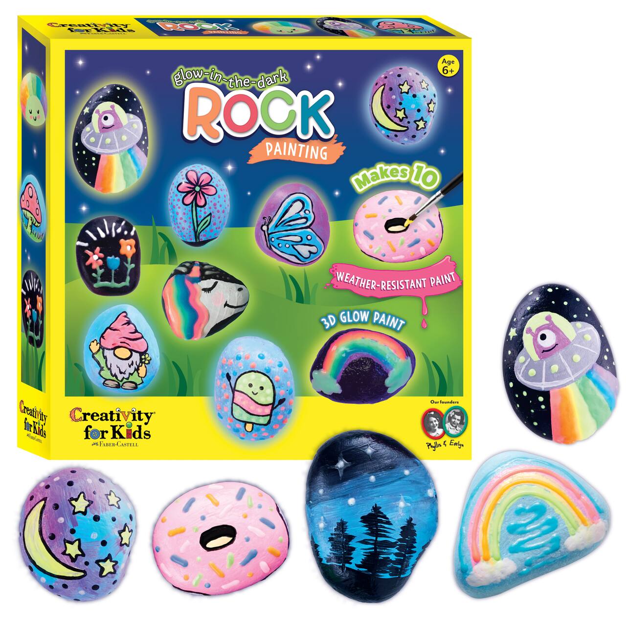 12 Pack: Faber-Castell® Glow in the Dark Rock Painting Kit